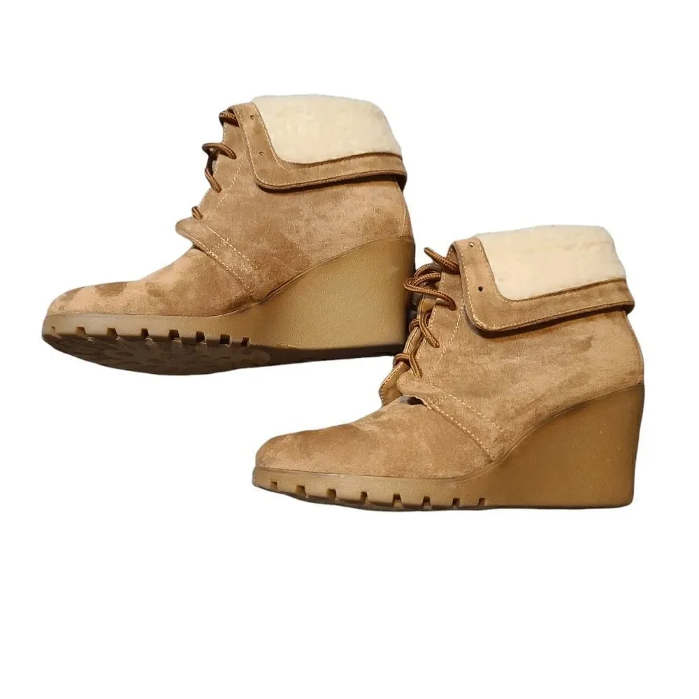 Nautica • Rendon Sherpa Lined Wedge Ankle Bootie Size 8.5